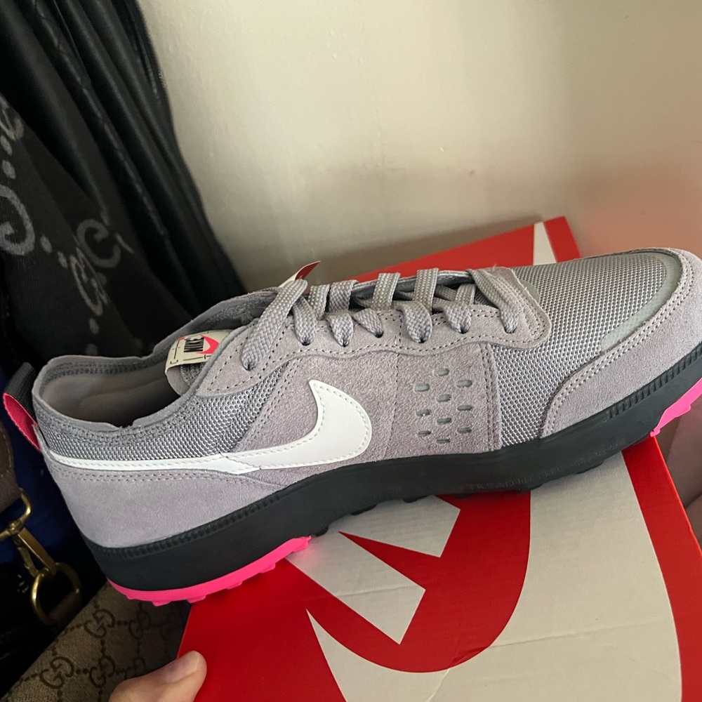 Nike Gray and Pink Sneakers Minimalist Design